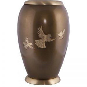 urne funéraire en laiton Retour à la maison avec socle disponible sur la boutique en ligne du Salon Funéraire Demers